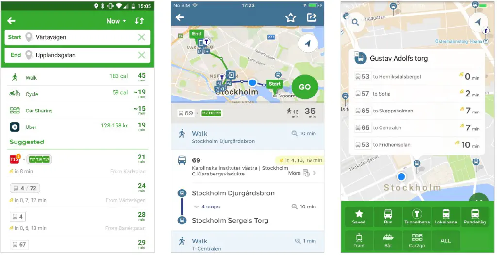 A screenshot from the citymapper app