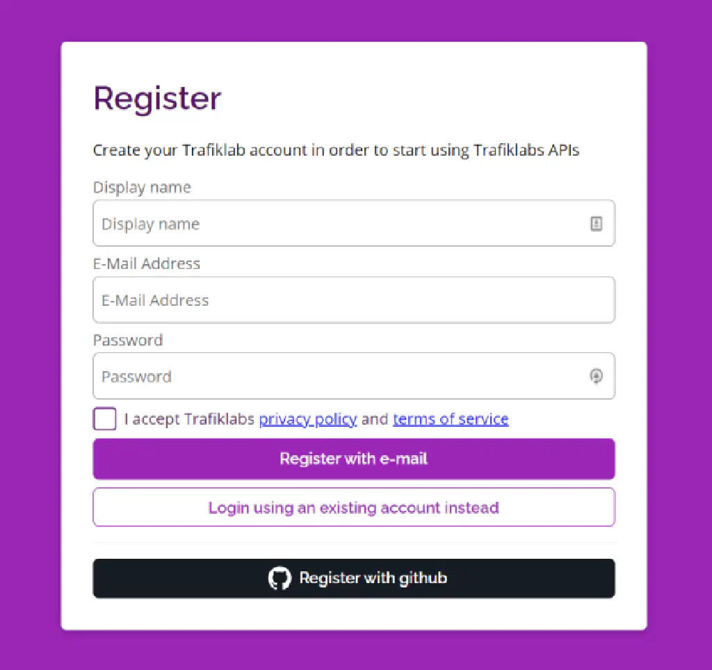 Screenshot of the e-mail address and username fields